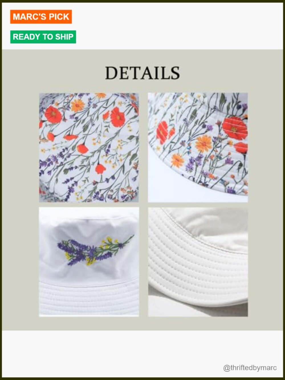 Fun Floral Bucket Hat Unisex Summer Fishing Sun Hat - Picture 7 of 7